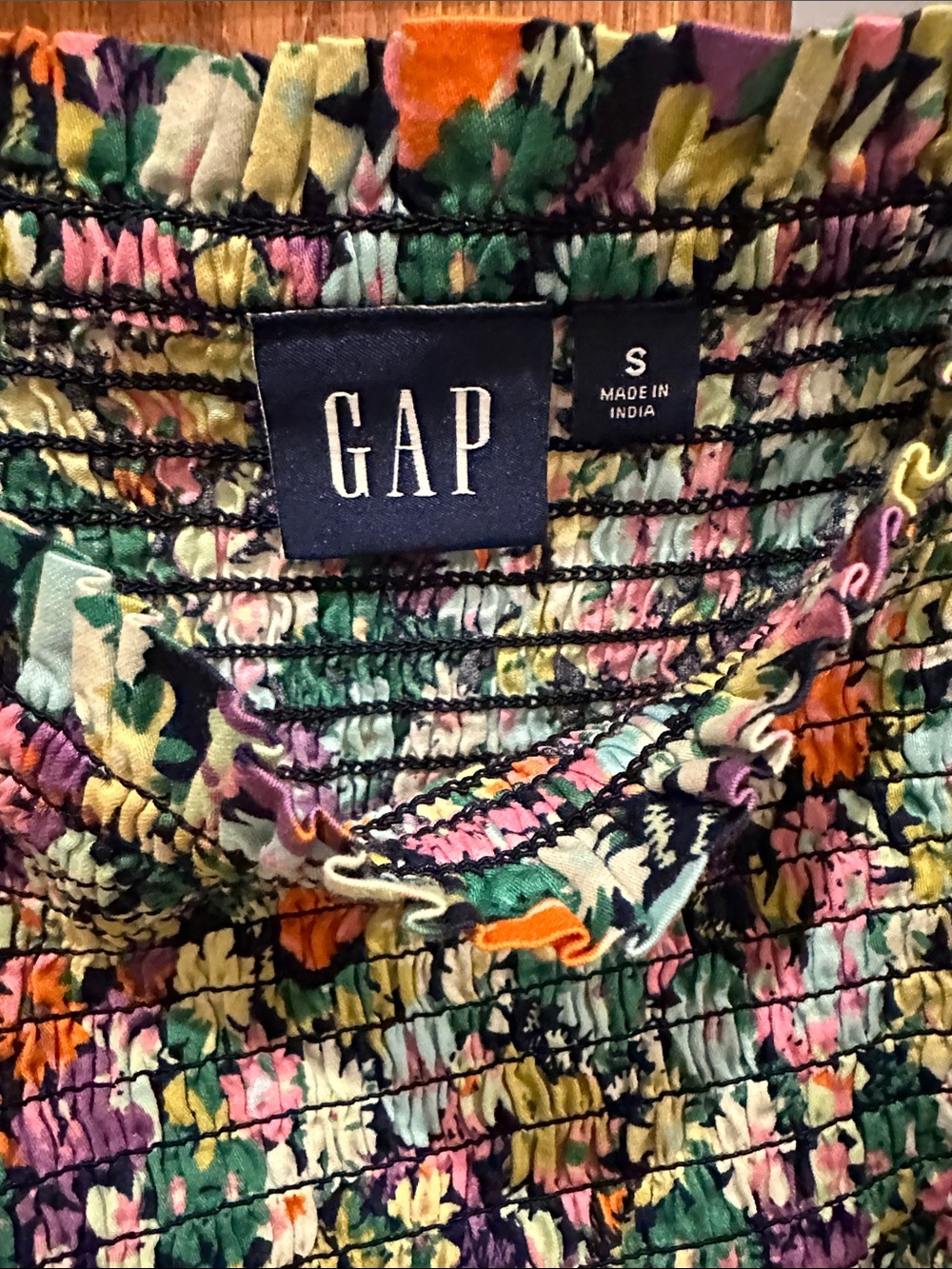 GAP Floral Smocked Puff-Sleeve Top - Green Multi-Color - Picture 2 of 8